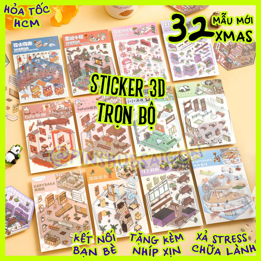 CÓ MẪU MỚI [HỎA TỐC HCM+TẶNG NHÍP] BỘ STICKER 3D HOT TREND TỰ DECOR ĐỘC QUYỀN PINSHUB Enwei Idako