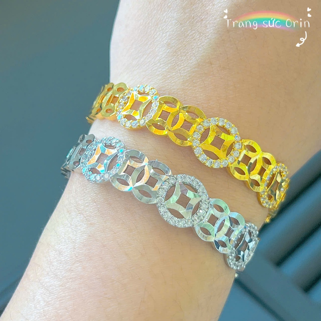 Vòng tay nữ, lắc tay vòng tròn đan nhau đính đá kiểu dáng sang trọng ORIN EV44