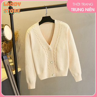 Áo Khoác Len Trung Niên Nữ Chất Liệu Len Mềm Mịn Dầy Dặn, Kiểu Dáng Thanh Lịch Tặng Mẹ