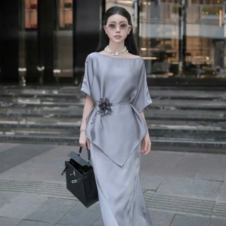  Set Váy Lụa Bigsize Nista Chân Váy Đuôi Cá Áo Lệch Vai Sang Trọng Có Tag Hoa Từ 55 Đến 90 Ký SE01 