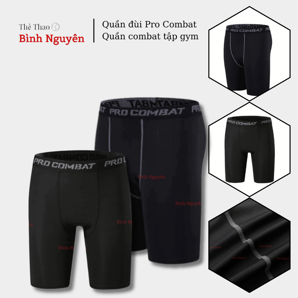 Quần đùi Pro Combat, quần combat tập gym, yoga nhanh khô thoáng khí co giãn thấm hút mồ hôi tốt