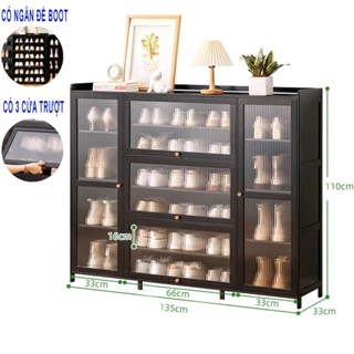 Tủ giày gỗ tre cửa trong suốt độc lạ 1m, 1m35 decor phòng khách đẹp - Tủ giày dép thông minh decor phòng khách nhà ở đẹp