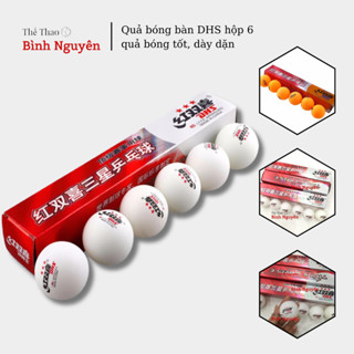 Quả bóng bàn DHS hộp 6 quả bóng tốt, dày dặn, nảy tốt, ít móp méo, ít bẹp chuẩn thi đấu, ổn định