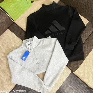  Áo khoác nỉ cổ trụ nam nữ Das nỉ hai da in logo 3 sọc chữ Basketball cao su 2 mặt phối khoá zip cổ AK223P 