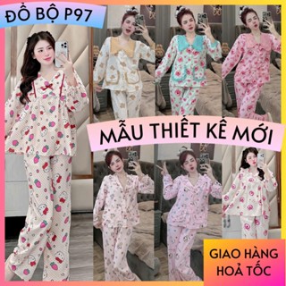 ẢNH THẬT đồ bộ pijama tay dài lụa mango hot trend, đồ bộ tay dài lụa  mịn, pijama nữ giá rẻ tận xưởng p97 free ship