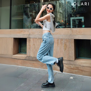 Quần Jean Nữ Dài OLARI Cạp Chéo Dáng Suông - OL229