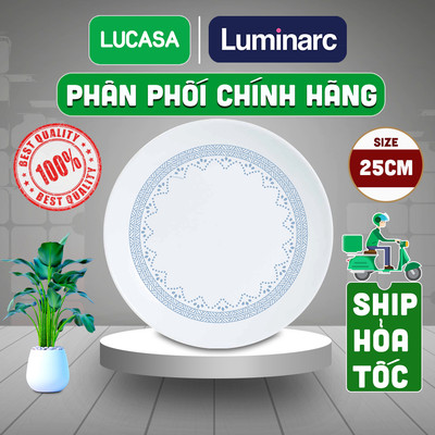 Đĩa Thủy Tinh Cường Lực Luminarc Diwali Geomatric Blue 25cm - L6540 | Phân Phối Chính Hãng