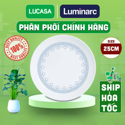Bộ 6 Đĩa Thủy Tinh Cường Lực Luminarc Diwali Geomatric Blue 25cm - BOL6540 | Phân Phối Chính Hãng