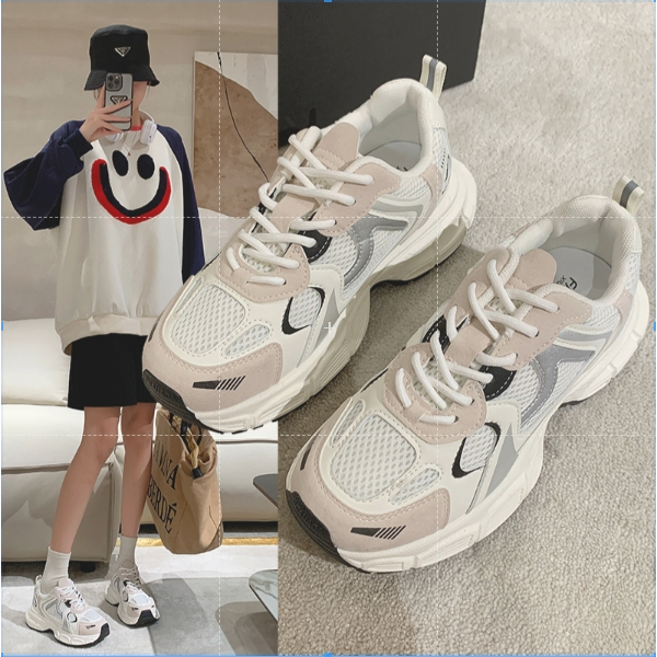 Giày Thể Thao Nữ, Phong Cách Hàn Quốc Mới, Chạy Bộ Thể Thao Thường Ngày Đế Bằng