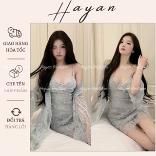 HT808 Set váy ngủ và áo choàng sexy ren có GONG kèm ĐỆM LÓT tiểu thư tôn dáng HT808