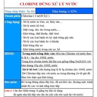 Clorine xử lý nước (hồ bơi, nuôi thủy sản) 0.5kg, 1kg....