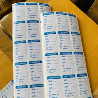 Tem dán liều dùng nhà thuốc - chia liều dùng in sẵn mảnh 500 tem, cuộn 1000 tem, 2000 tem