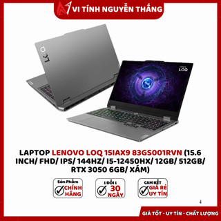  Laptop Lenovo LOQ 15IAX9 83GS001RVN  15.6 Inch  FHD  IPS  144Hz  I5-12450Hx  12Gb  512Gb  RTX 3050 6GB  Xám  