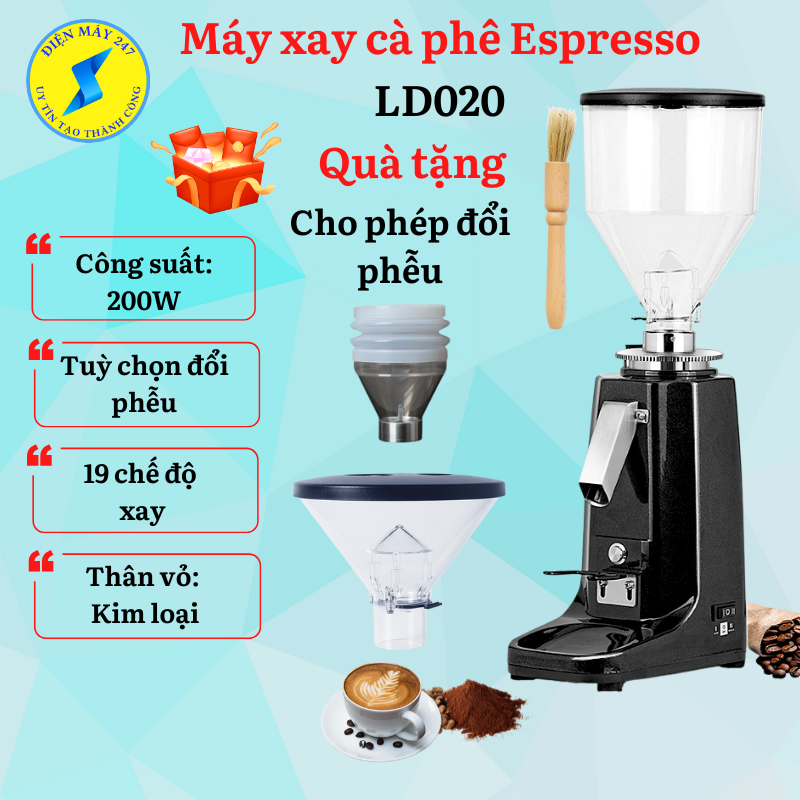 Máy xay cà phê Espresso LD020 - Cho phép đổi phễu - Mỡi 100% - Bảo hành 12 tháng