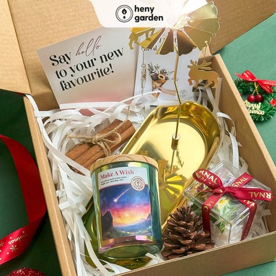 Set Quà Tặng Noel Giáng Sinh Nến Thơm GREEN 02 Cao Cấp Cho Bạn Gái Bạn Trai HENY GARDEN