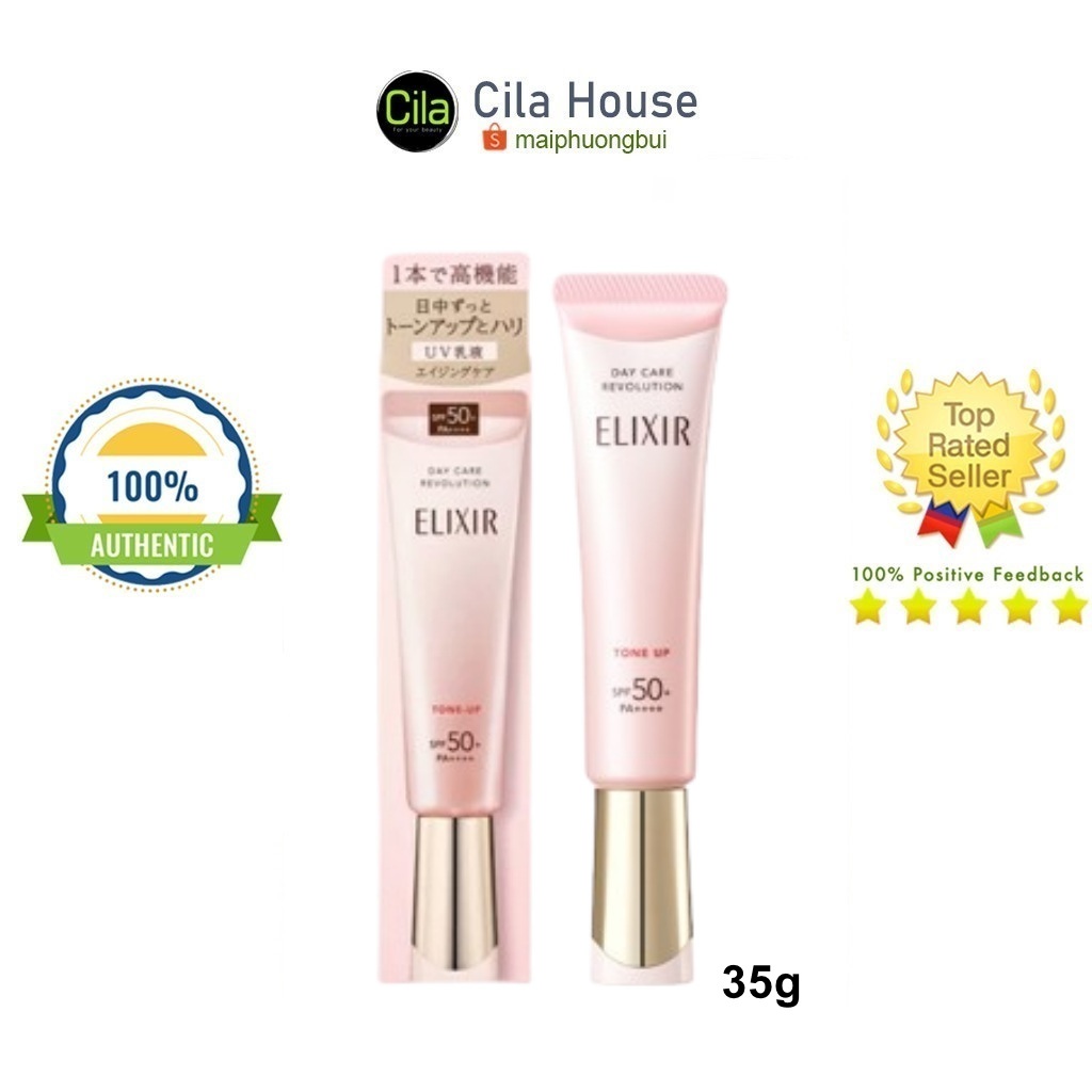 [Tặng Elixir Mini] Sữa Chống Nắng Nâng Tone Elixir Day Care Revolution Tone Up SPF50+ PA++++35g