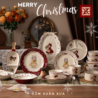 Mua lẻ Bộ Bát Đĩa Thỏ Lễ Hội Hot Trend 2024 Gốm Xuân Xưa, bát ăn cơm cute, bộ chén dĩa, bát xinh