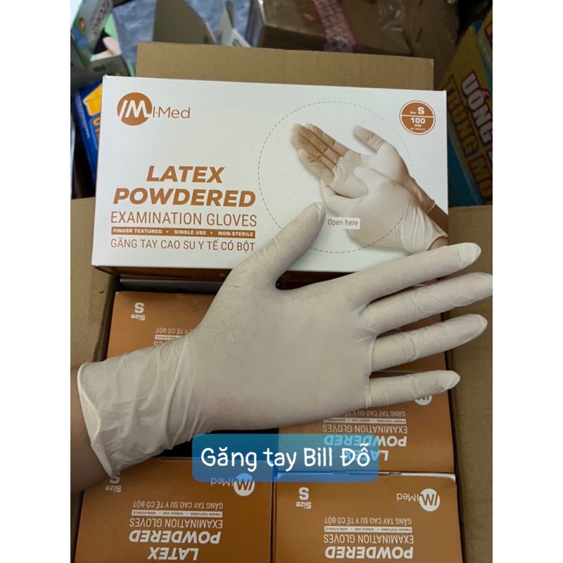Găng tay cao su y tế CÓ BỘT IMED LATEX POWDERED EXAMINATION GLOVES 100 Cái/Hộp