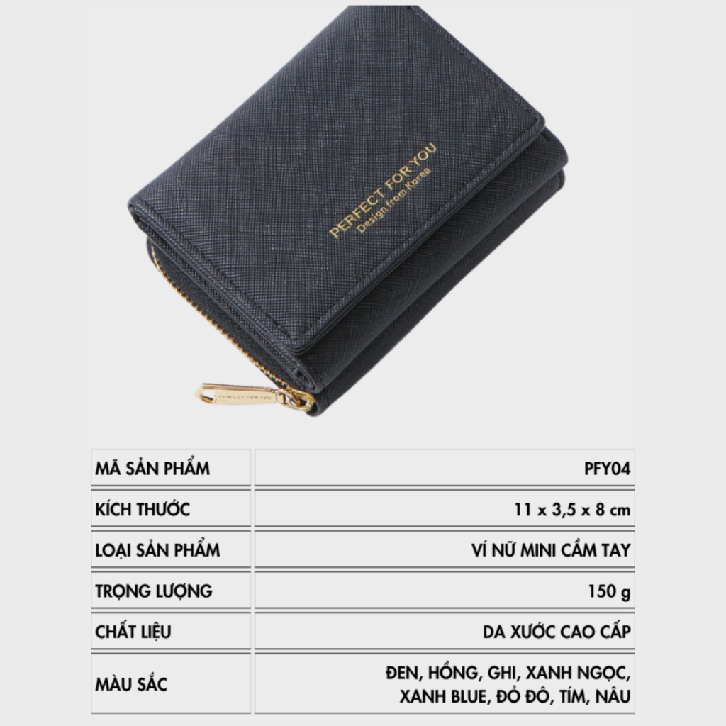 Ví Nữ Mini Cầm Tay PERFECT FOR YOU Dáng Ngắn Nhiều Ngăn Da Xước Cao Cấp Cực Đẹp PFY04 - Tukado | BigBuy360 - bigbuy360.vn