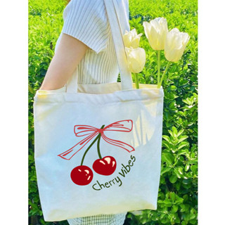 Túi tote vải canvas cherry túi đeo vai đi học đi chơi thời trang hàn quốc đựng vừa A4 kích thước 35x40cm tota1000