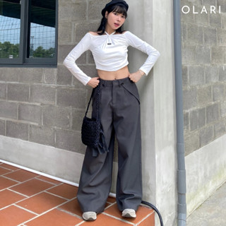 Quần Tây Dài Nữ Ống Rộng OLARI Dáng Suông Nút Túi - OL406 - Melanie Trouser