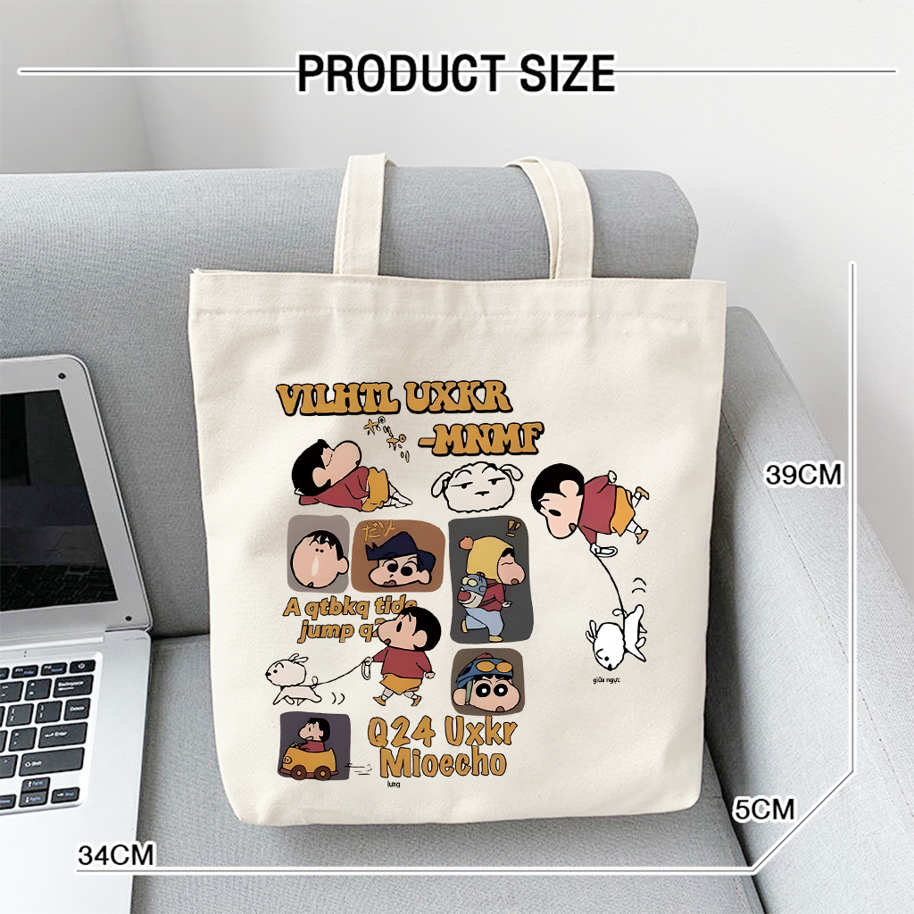 Túi tote vải canvas Shin túi đeo vai đi học đi chơi thời trang hàn quốc đựng vừa A4 kích thước 35x40cm tota1012