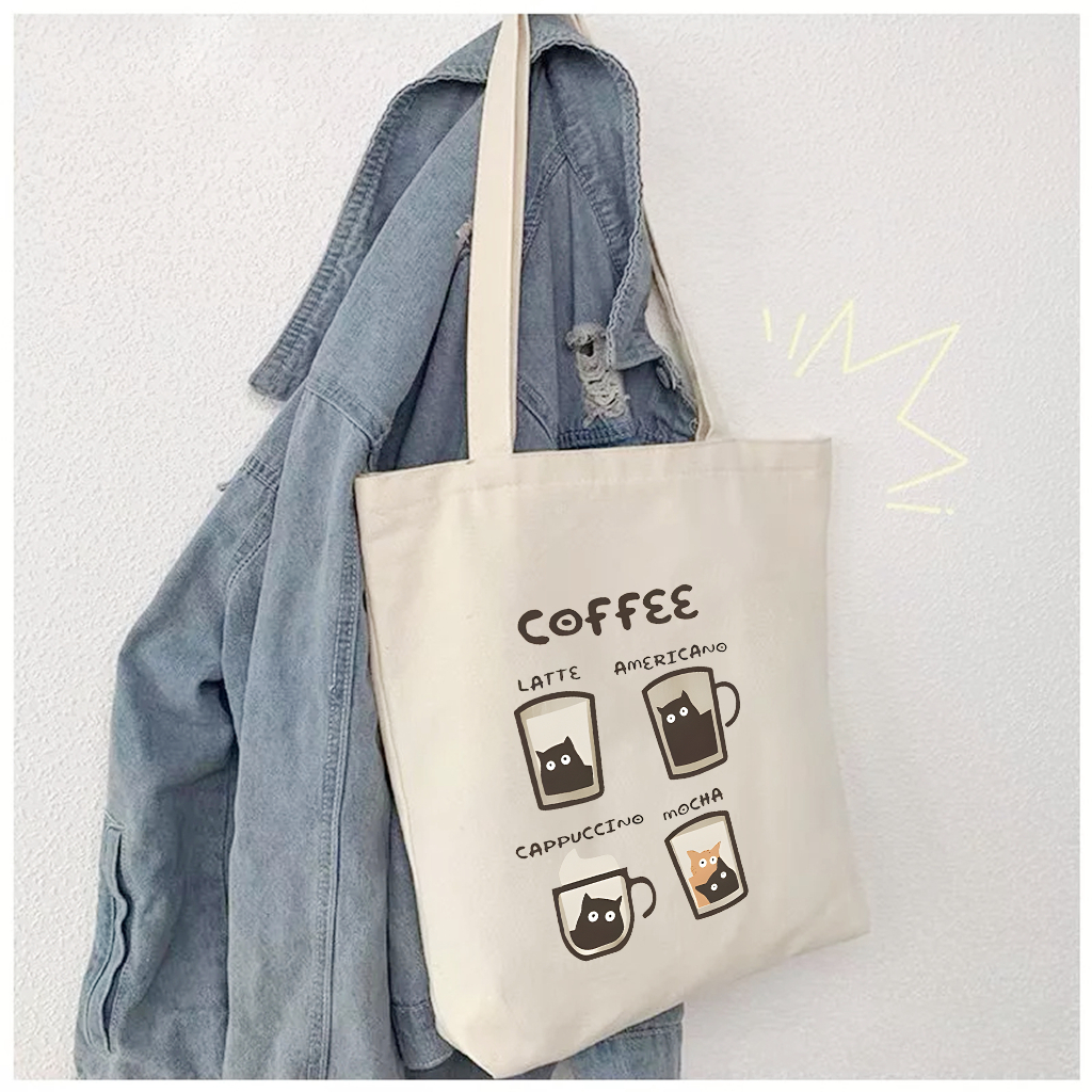 Túi tote vải canvas coffee túi đeo vai đi học đi chơi thời trang hàn quốc đựng vừa A4 kích thước 35x40cm tota1022