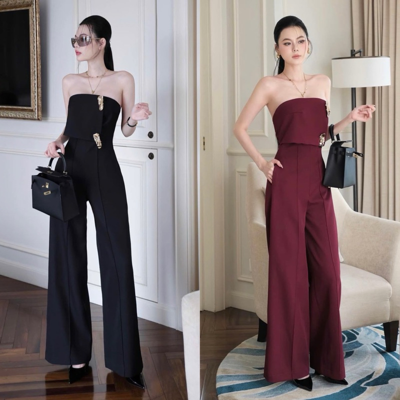 JUMPSUIT CÚP LOGO ỐNG SUÔNG<sẵn hoả tốc+ảnh thật ở cuối>