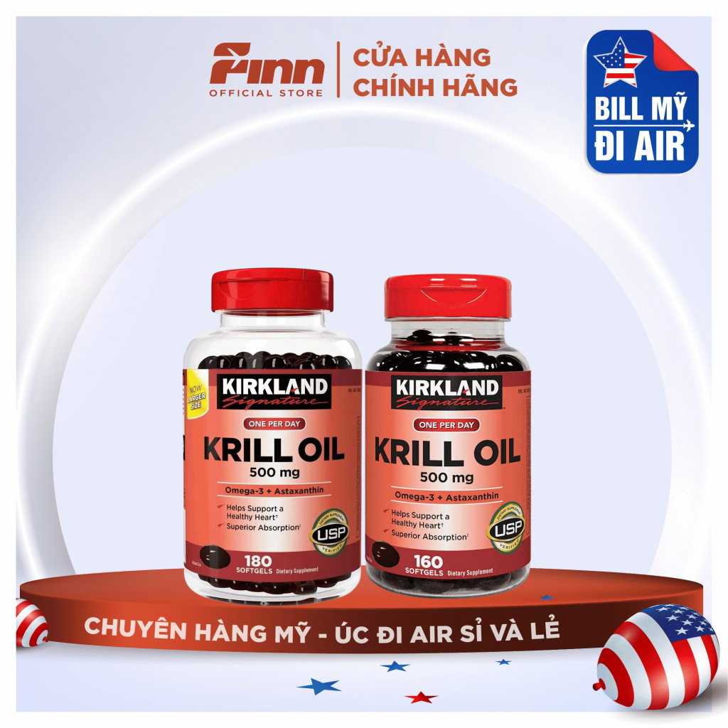 [BILL MỸ AIR]_Viên uống bổ sung Kirkland Krill Oil 500mg (Hộp)