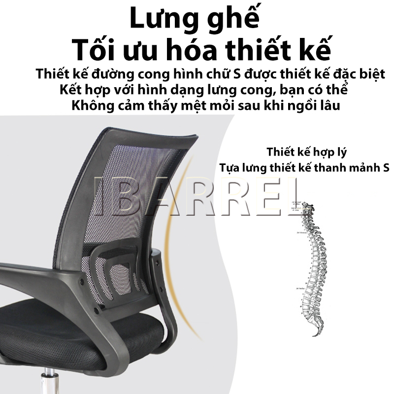 ghế xoay làm việc văn phòng lưng lưới xoay tròn 360 độ cao cấp | BigBuy360 - bigbuy360.vn