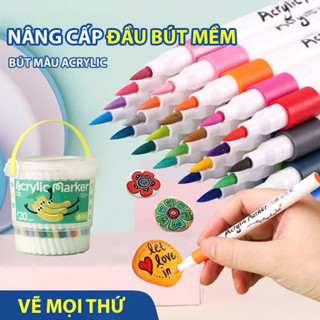 "Mẫu mới " Bộ Bút màu 100/120 Bút Acrylic Marker Chống Nước, Vẽ Trên Mọi Chất Liệu