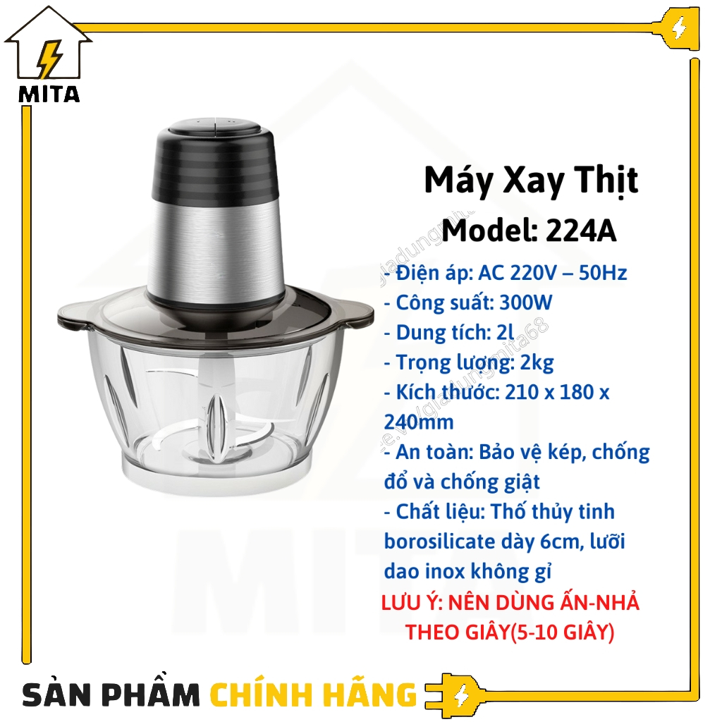 Máy xay thịt cối thuỷ tinh 224A - MITA