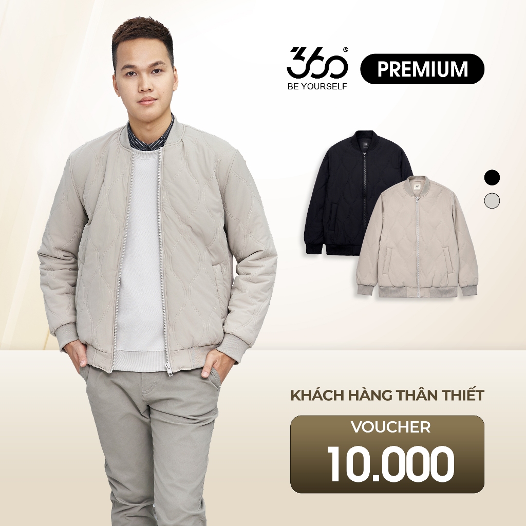 Áo khoác gió bomber trần bông 360 Boutique áo khoác nam thu đông dày dặn - AKHTK504