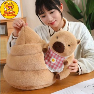Gấu Bông Capybara Đeo Yếm Làm Tổ Nâu - Thú Nhồi Bông Chuột Lang Vô Tri Ngộ Nghĩnh Cao Cấp Gấu Bông City