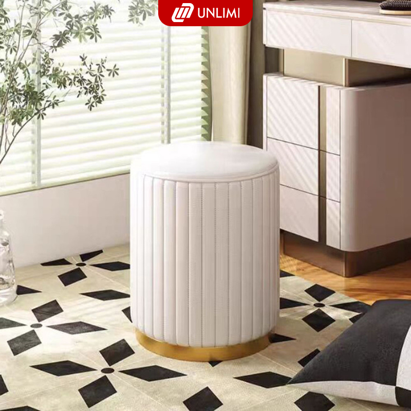 Ghế đôn sofa, ghế bàn trang điểm bọc nỉ hình bông hoa êm ái thương hiệu UNLIMI - GC45