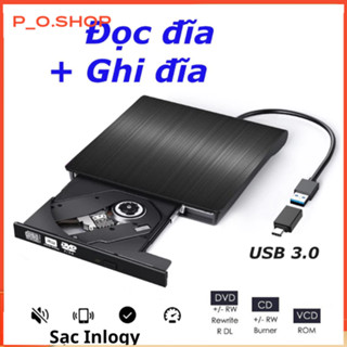 【Rẻ】Ổ đọc ghi đĩa CD DVD rời gắn ngoài qua cổng USB 3.0 cho laptop, PC, máy Mác