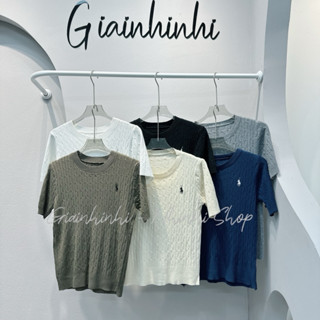 Áo len mỏng cộc tay thêu ngựa, Áo len nữ vặn thừng hè thu AL8733 - NhiNhi Shop