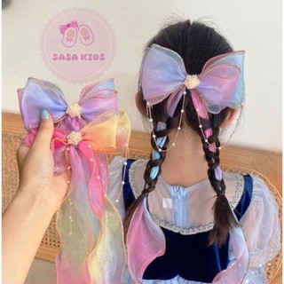 Kẹp Tóc Bé Gái Nơ Voan Dài Tạo Kiểu Phong Cách Công Chúa Dễ Thương, Kẹp Nơ Voan, Kẹp Ruy Băng K01