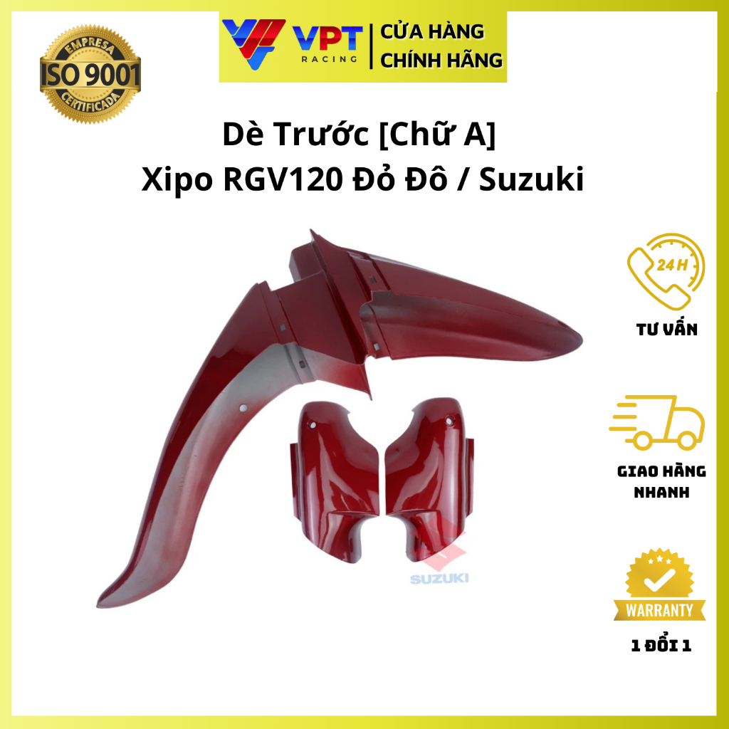 Bộ dè trước [Chữ A] Xipo | Chắn bùn RGV120 đỏ đô - chính hãng Suzuki 53111/81/82-21D90