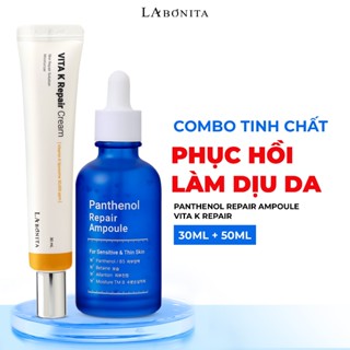 Combo Tinh chất hỗ trợ phục hồi làm dịu da La Bonita Panthenol Repair Ampoule 50ml + Kem Dưỡng La Bonita Vita K Repair