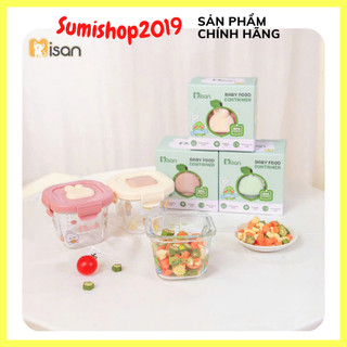 Set 3 hộp trữ đồ ăn dặm thuỷ tinh cho bé 230ml, hộp đựng thức ăn cho bé chịu nhiệt có vạch chia trữ đông đồ ăn dặm MISAN