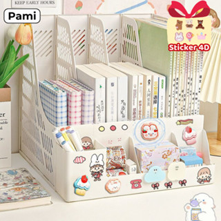 (HÀNG LOẠI 1- Tặng Sticker) Kệ Đựng Tài Liệu Văn Phòng 4 Ngăn Kèm Khay Đựng Bút, Kệ Đựng Sách Vở Để Bàn Gấp Gọn