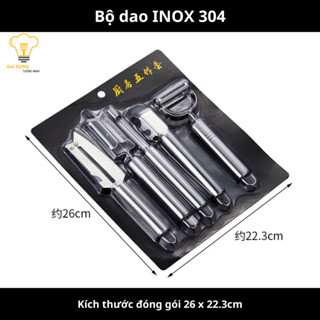 Bộ 5 Món Dao INOX Cắt Gọt Rau Củ Quả Đa Năng, Dao Nạo, Dao Bào Sợi, Kèm Mở Chai Nhà Bếp MKS081