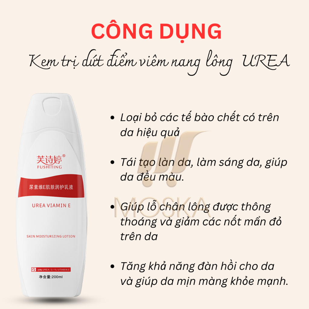 Kem Loại Bỏ Viêm Nang Lông UREA 200ml, Kem Bôi Da Liễu Viêm Chân Lông, Đào Thải Bít Tắt Lỗ Chân Lông, Dày Sừng Nang Lông
