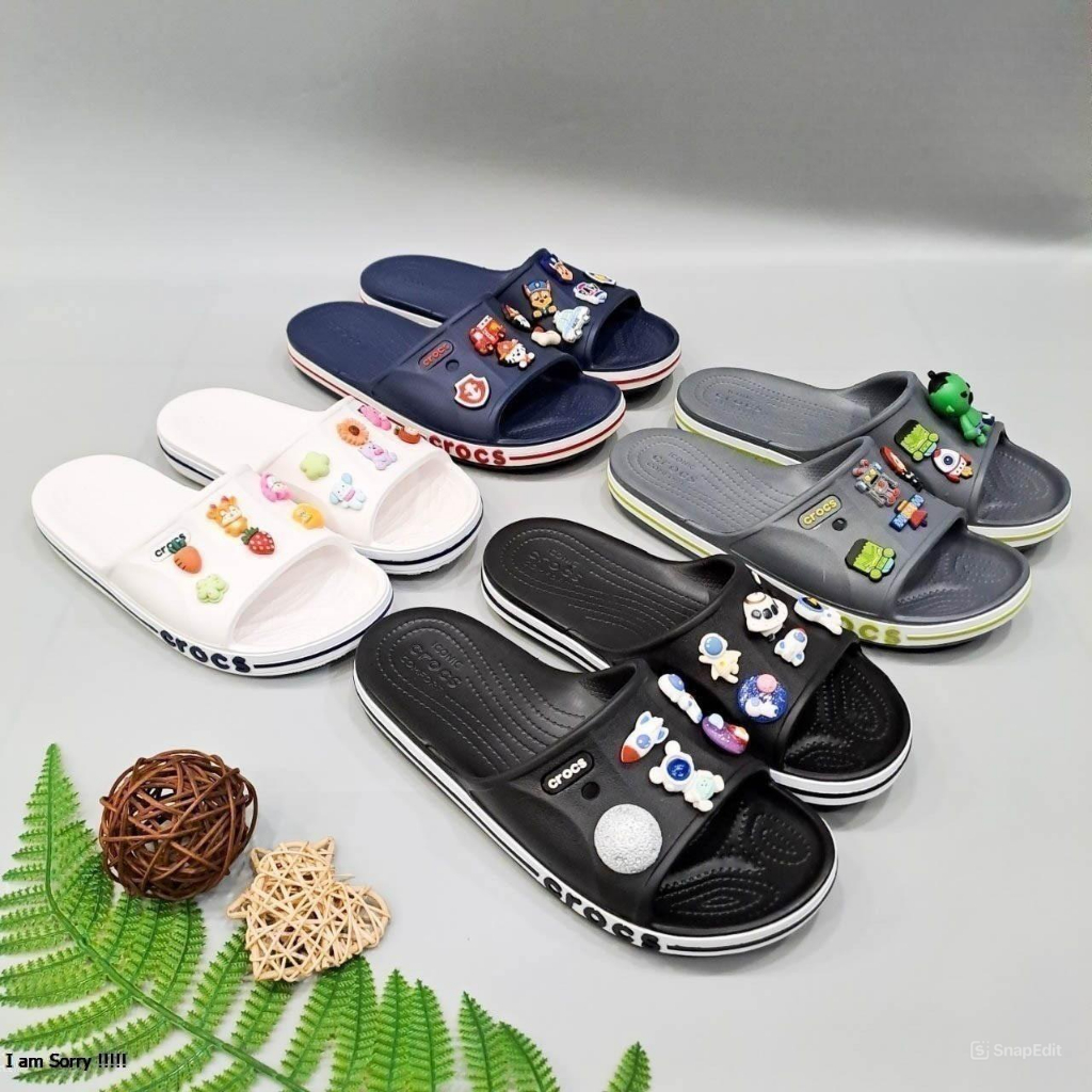 Dép quai ngang baya nam nữ xuất khẩu, dép quai ngang Unisex Bayaband tặng kèm 10 charm đẹp - Nhà Cá 