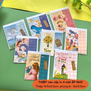   50c  Thiệp chúc mừng CAO CẤP NHIỀU MẪU cảm ơn Happy Birthday quà tặng bạn gái ÉP NHŨ SANG TRỌNG 