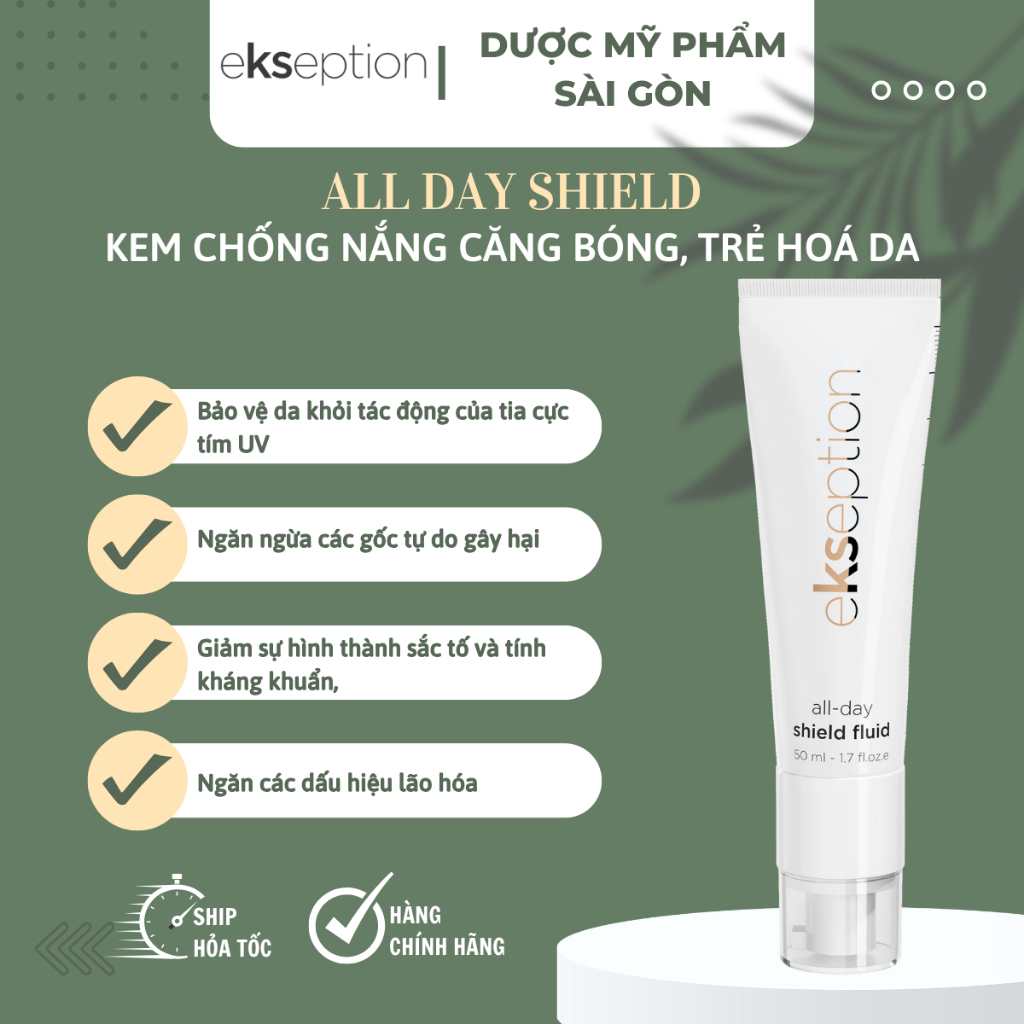 Kem Chống Nắng Ekseption Căng Bóng, Trẻ Hóa Da Ekseption All Day Shield SPF50 50ml