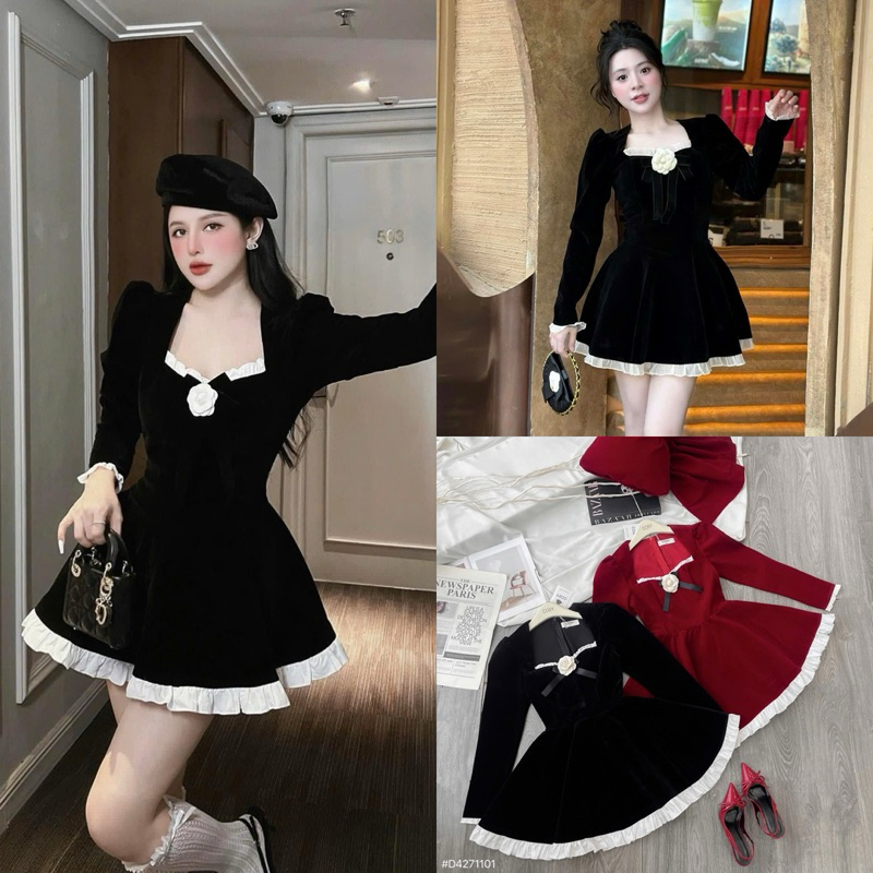 ĐẦM NHUNG ĐỎ XOÈ