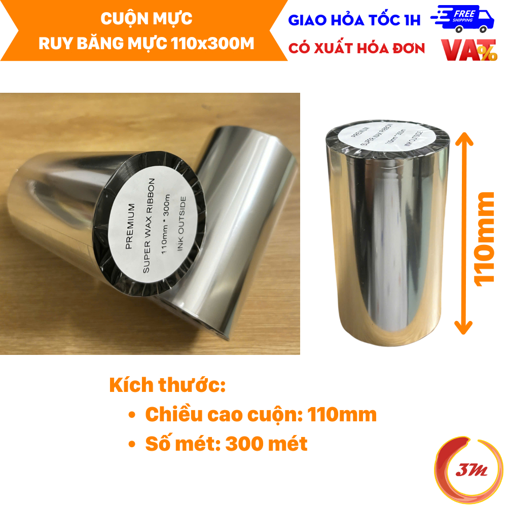 Mực In Mã Vạch, Giấy Than In Mã Vạch, Ruy Băng Wax Resin Ribbon Premium 110mmx300m