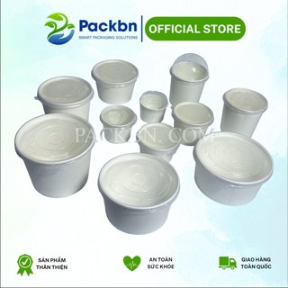 [Bán sỉ - Hoả tốc] 50 Tô - Bát Giấy Trắng Chịu Nhiệt Dùng Một Lần Kèm Nắp, NHIỀU SIZE